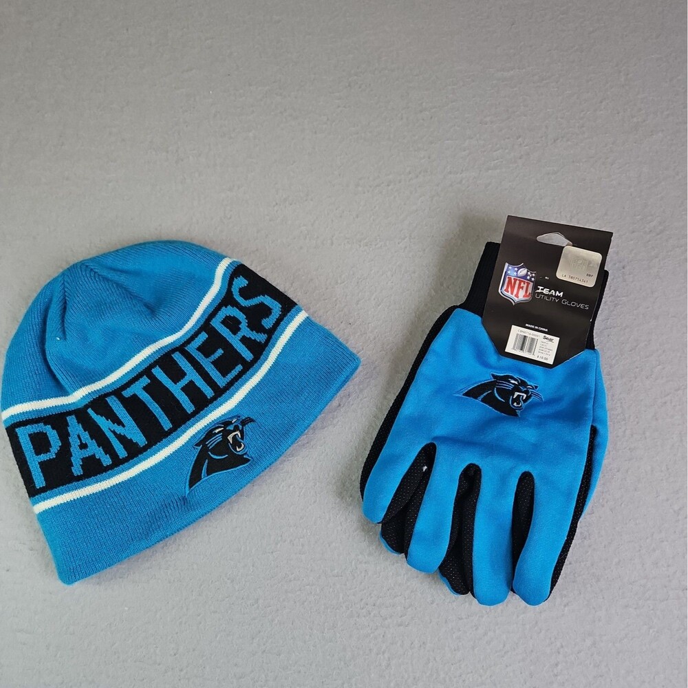 NFL Carolina Panthers Hat Used And Gloves 2016 NWT